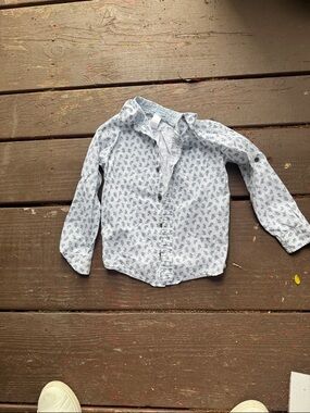 Janie and Jack Light Blue Floral Print Button-Down Shirt